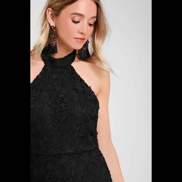 Lulu’s Black Lace Halter Midi Dress (M) - Picture 3 of 4
